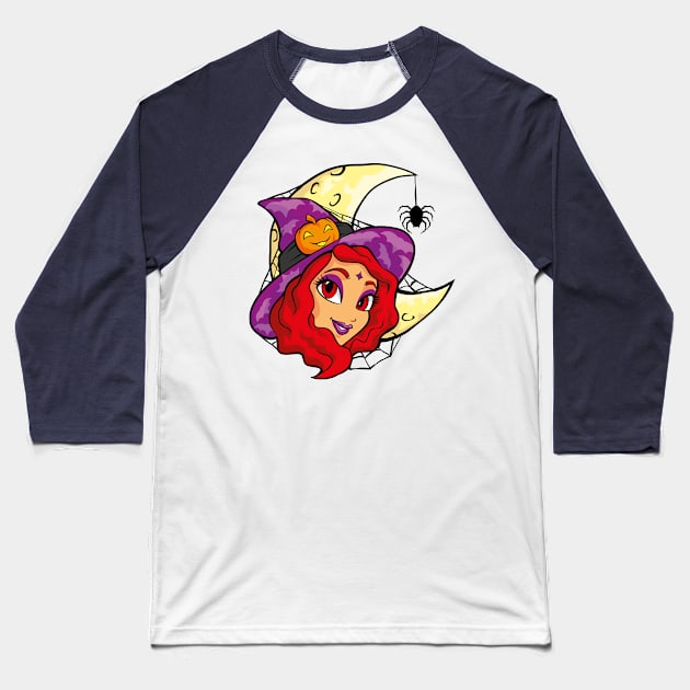 The Pumpkin Witch Baseball T-Shirt by The Dark Raven